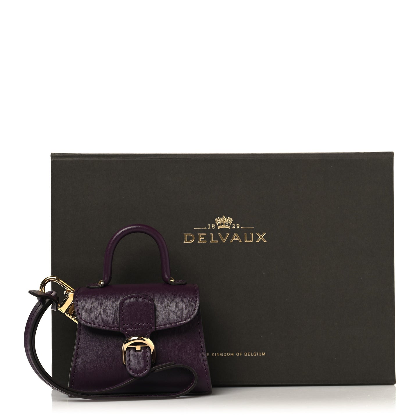 Box Calfskin Brillant Charms Wristlet Bag Charm Prune