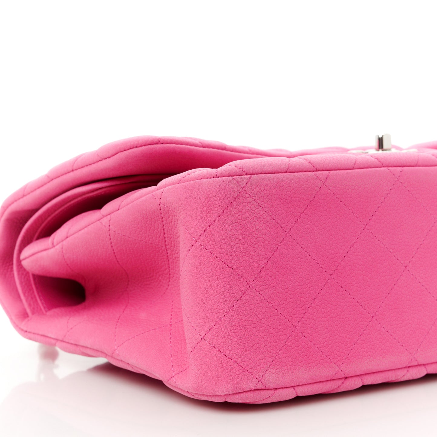 Iridescent Caviar Quilted Jumbo Double Flap Pink