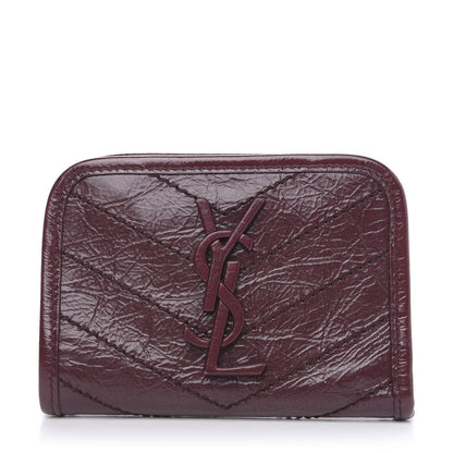 Saint Laurent Crinkled Calfskin Matelasse Monogram Niki Card Holder Rouge Legion 1 of 6