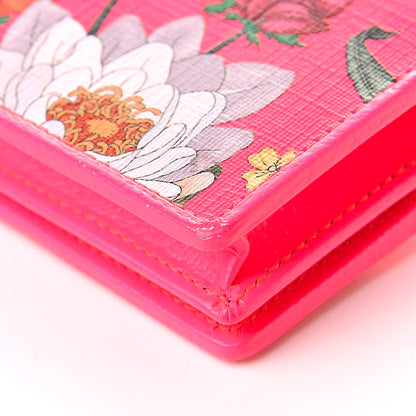 Gucci Calfskin Flora Print Zumi Card Case Fuxia Fluo 10 of 13