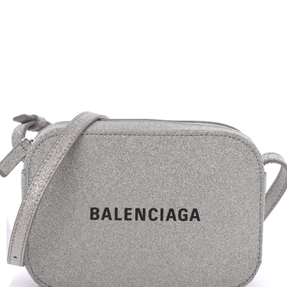 Balenciaga Glitter Calfskin Logo XS Everyday Camera Bag Silver 10 of 10
