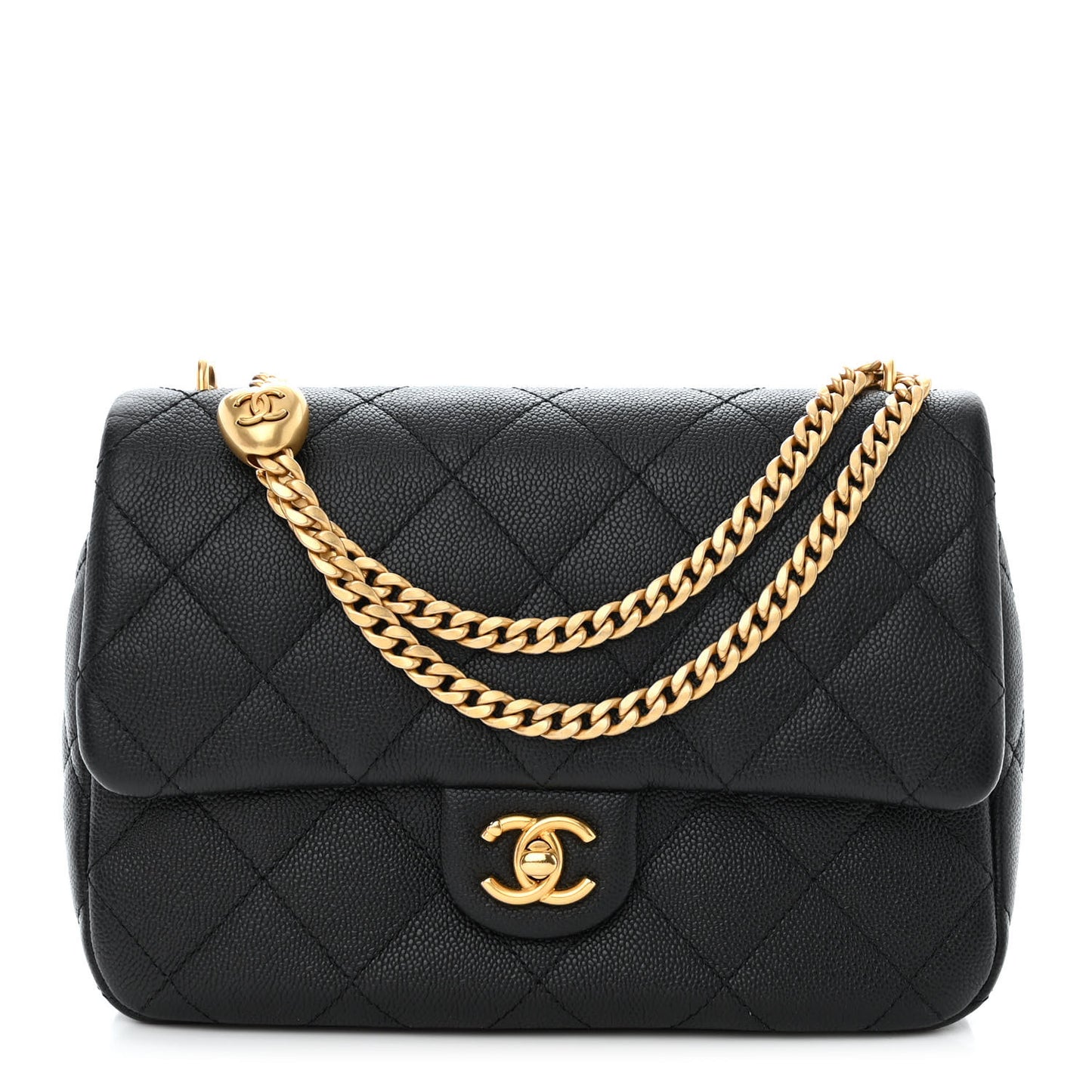 Caviar Quilted Sweetheart Flap Black