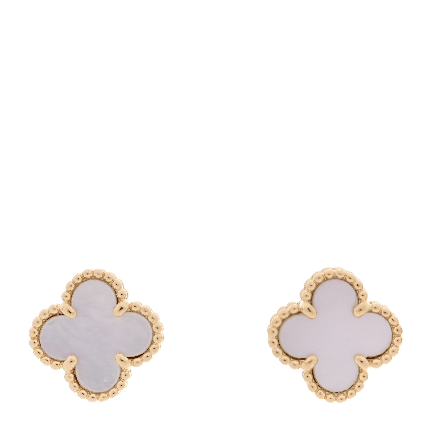 Van Cleef & Arpels 18K Yellow Gold Mother of Pearl Sweet Alhambra Earrings 1 of 5