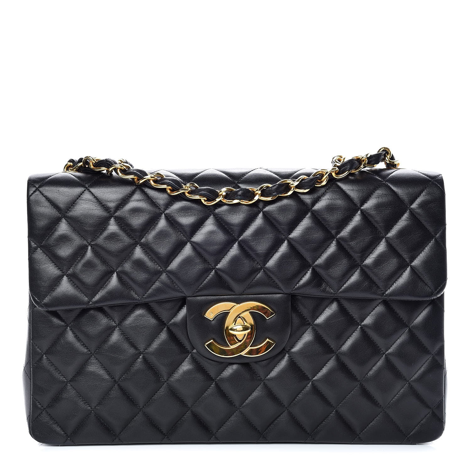 Chanel Lambskin Quilted XL Jumbo Single Flap Black 1 of 12