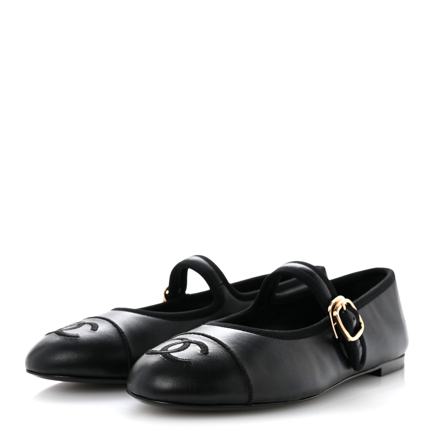 Lambskin Mary Jane Flats 38.5 Black