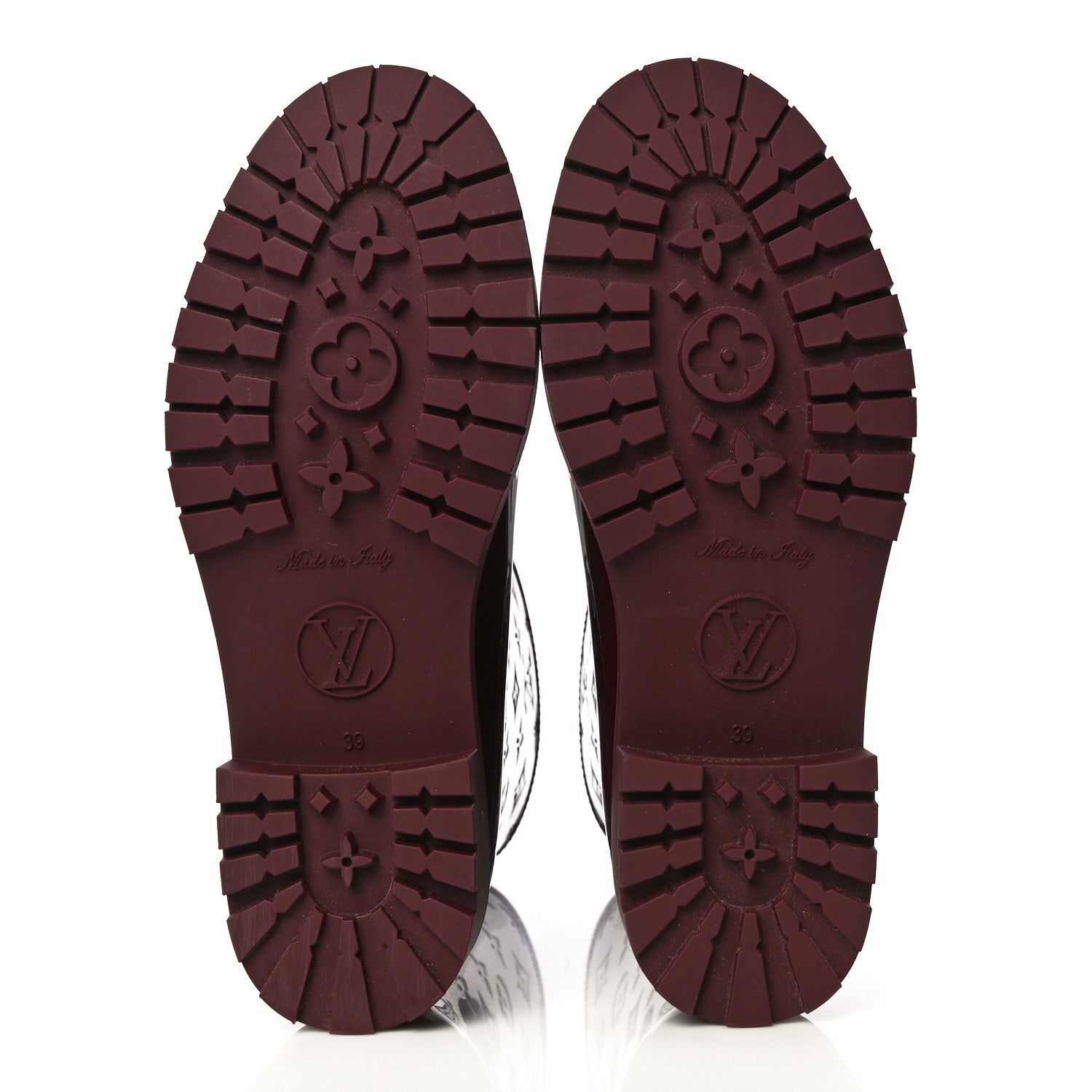 Louis Vuitton Rubber Embossed Monogram Drops Flat Half Boots 39 Burgundy 7 of 10