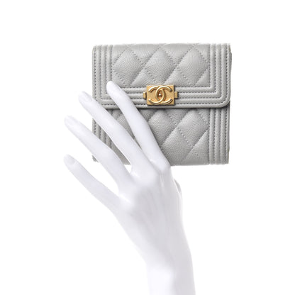 Chanel Caviar Quilted Compact Boy Flap Wallet Grey 2 of 9