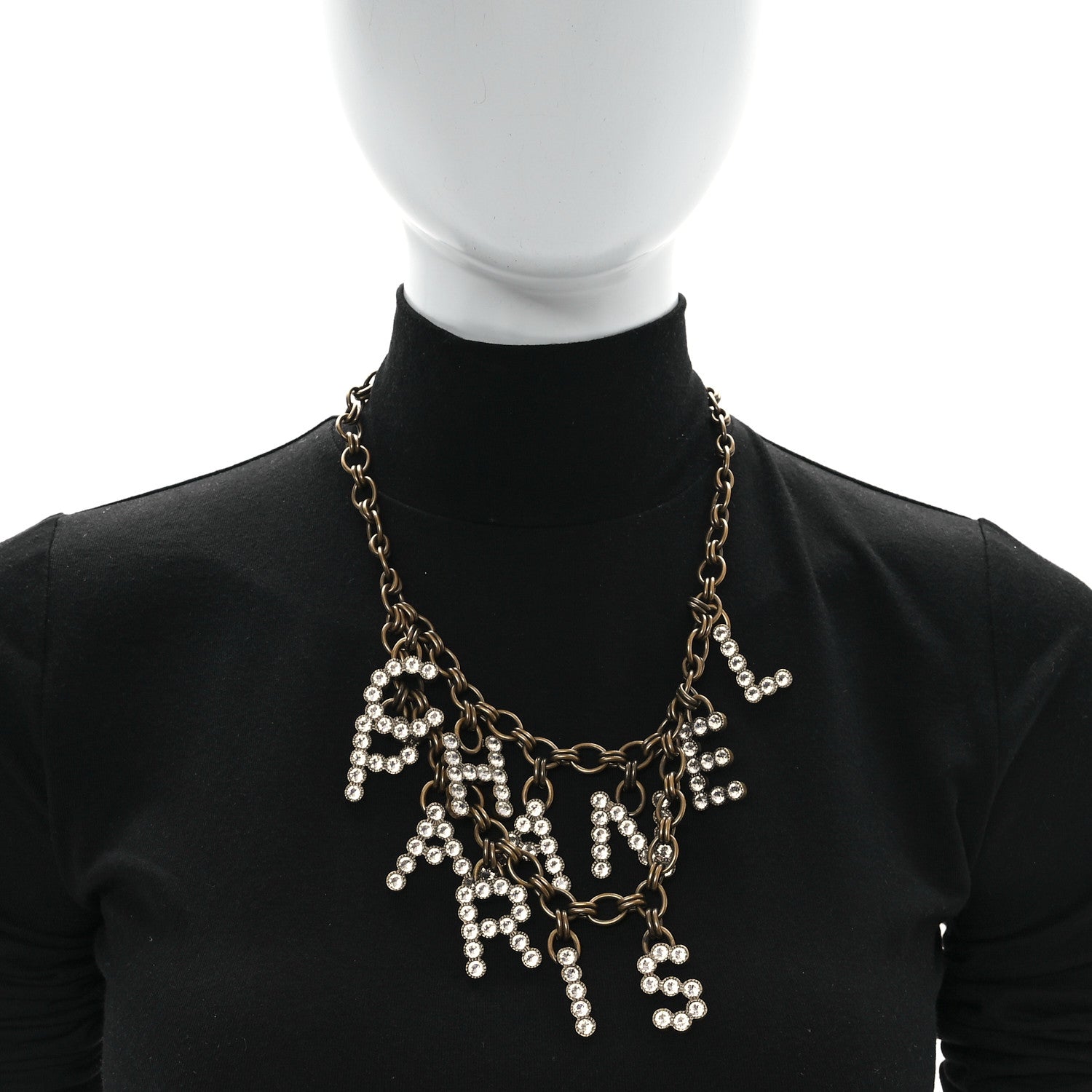 Chanel Crystal City of Lights Letter Chain Necklace Gold 2 of 5