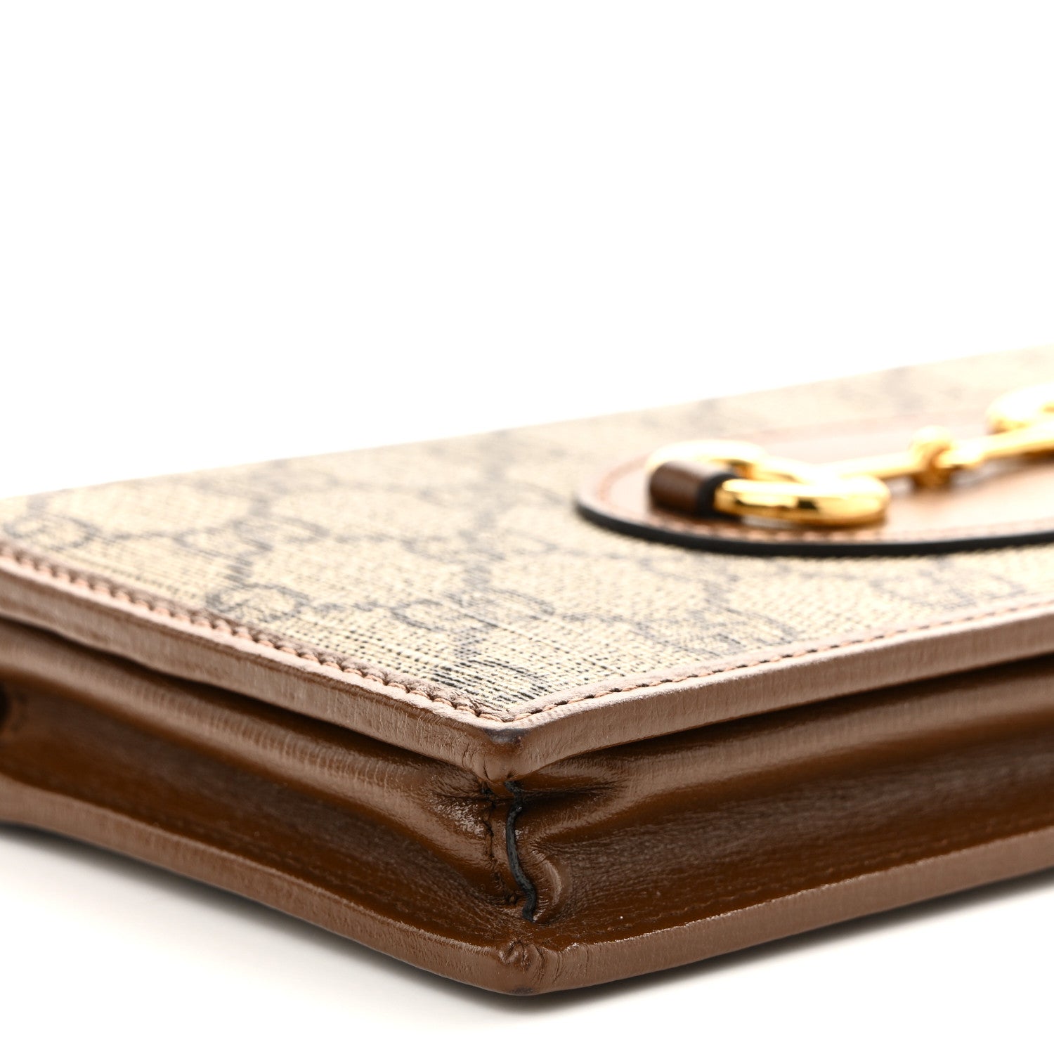 Gucci GG Supreme Monogram Azalea Calfskin Horsebit 1955 Wallet On Chain Beige Ebony Brown Sugar 10 of 11
