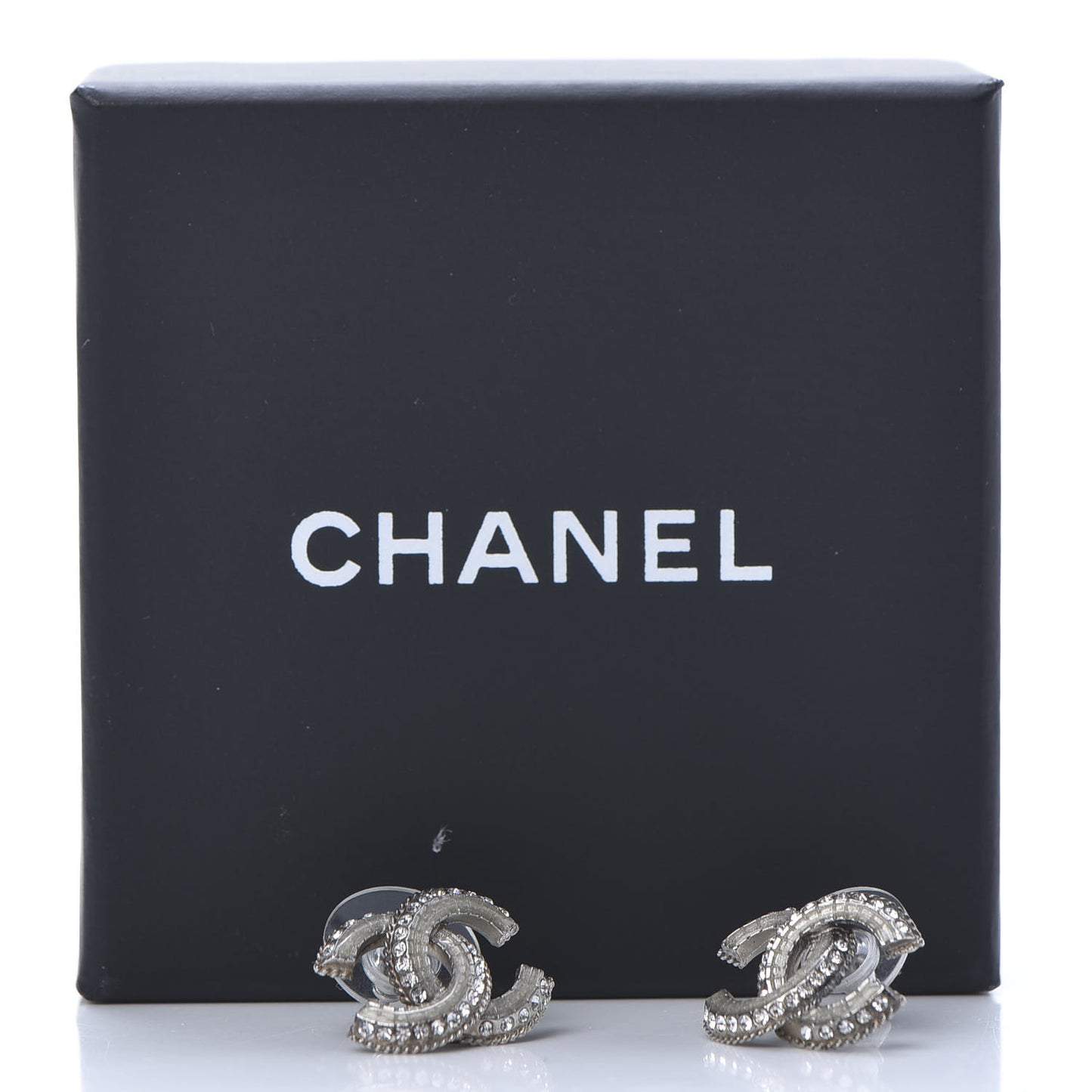 Baguette Crystal CC Earrings Silver