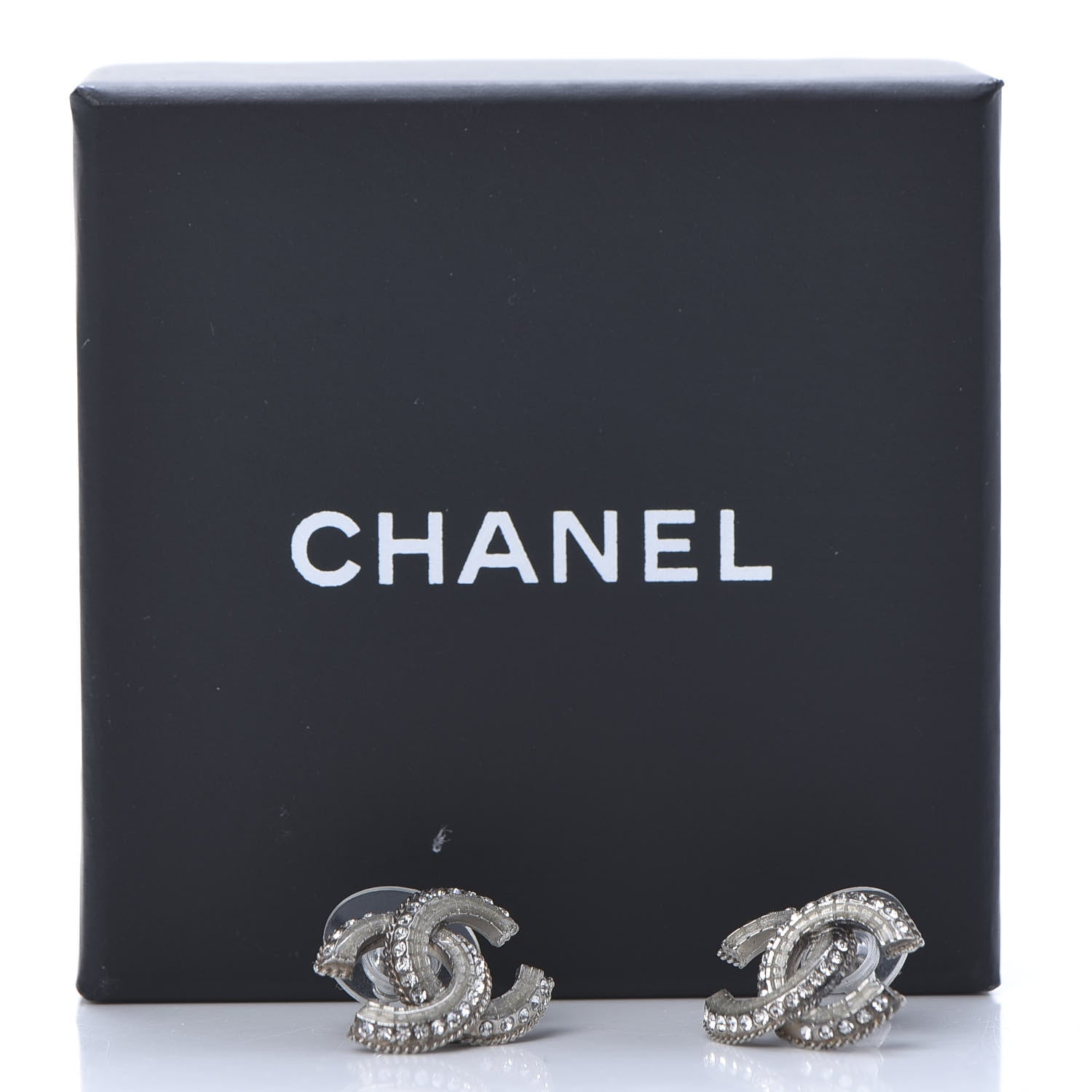 Chanel Baguette Crystal CC Earrings Silver 6 of 6