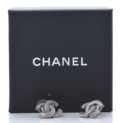 Chanel Baguette Crystal CC Earrings Silver 6 of 6