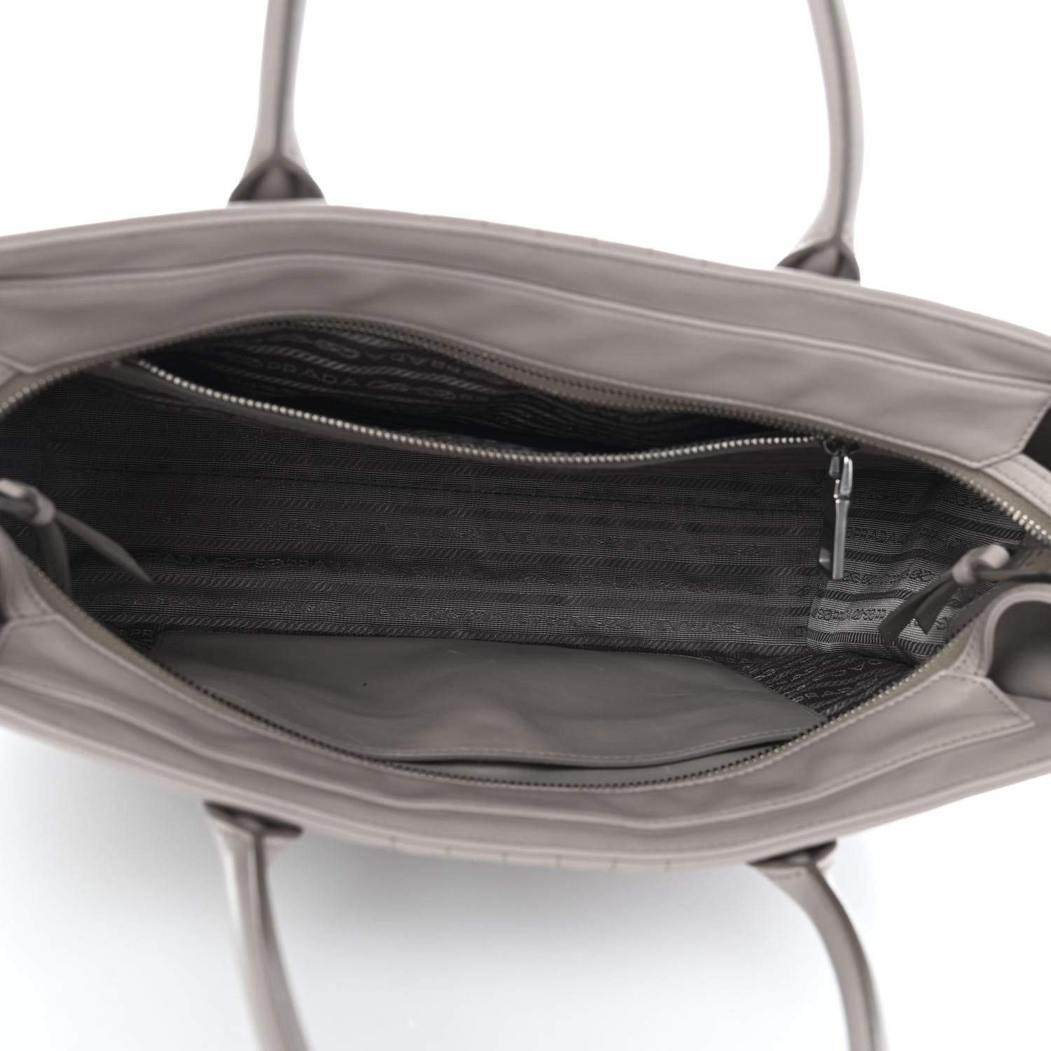 Prada Soft Calfskin Impunture Diagramme Double Zip Tote Pomice 4 of 4