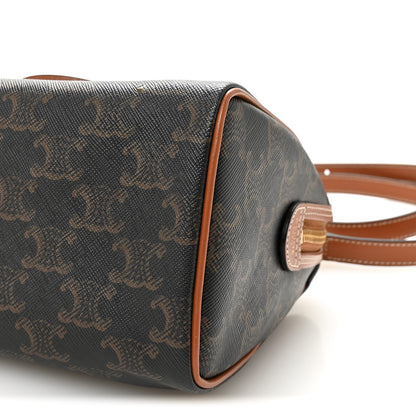 Celine Triomphe Canvas Calfskin Small Boston Bag Tan 9 of 9
