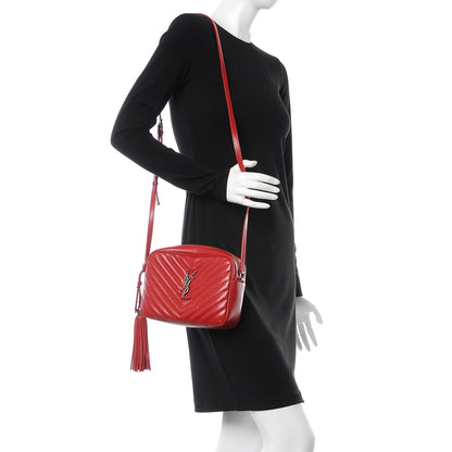 Saint Laurent Calfskin Matelasse Monogram Lou Camera Bag Red 2 of 8