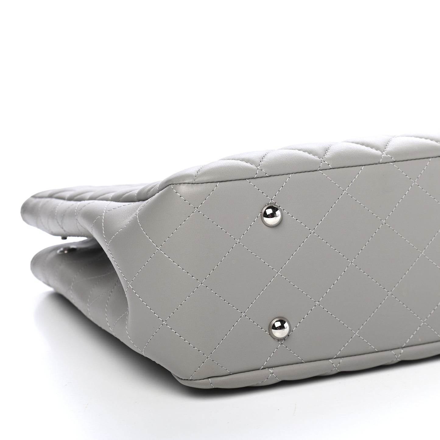 Calfskin Quilted Large Classic Shopping Tote Grey