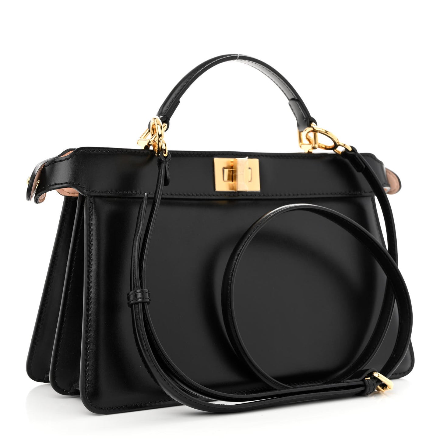 Vitello King Luxor Shiny Nappa Medium Peekaboo I SEE U East West Satchel Black Light Rose