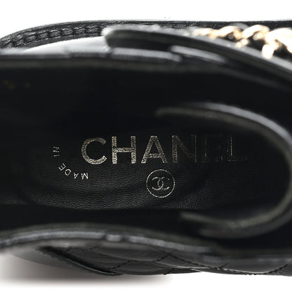 Chanel Shiny Goatskin Calfskin Quilted Lace Up Combat Boots 40.5 Black 8 of 9