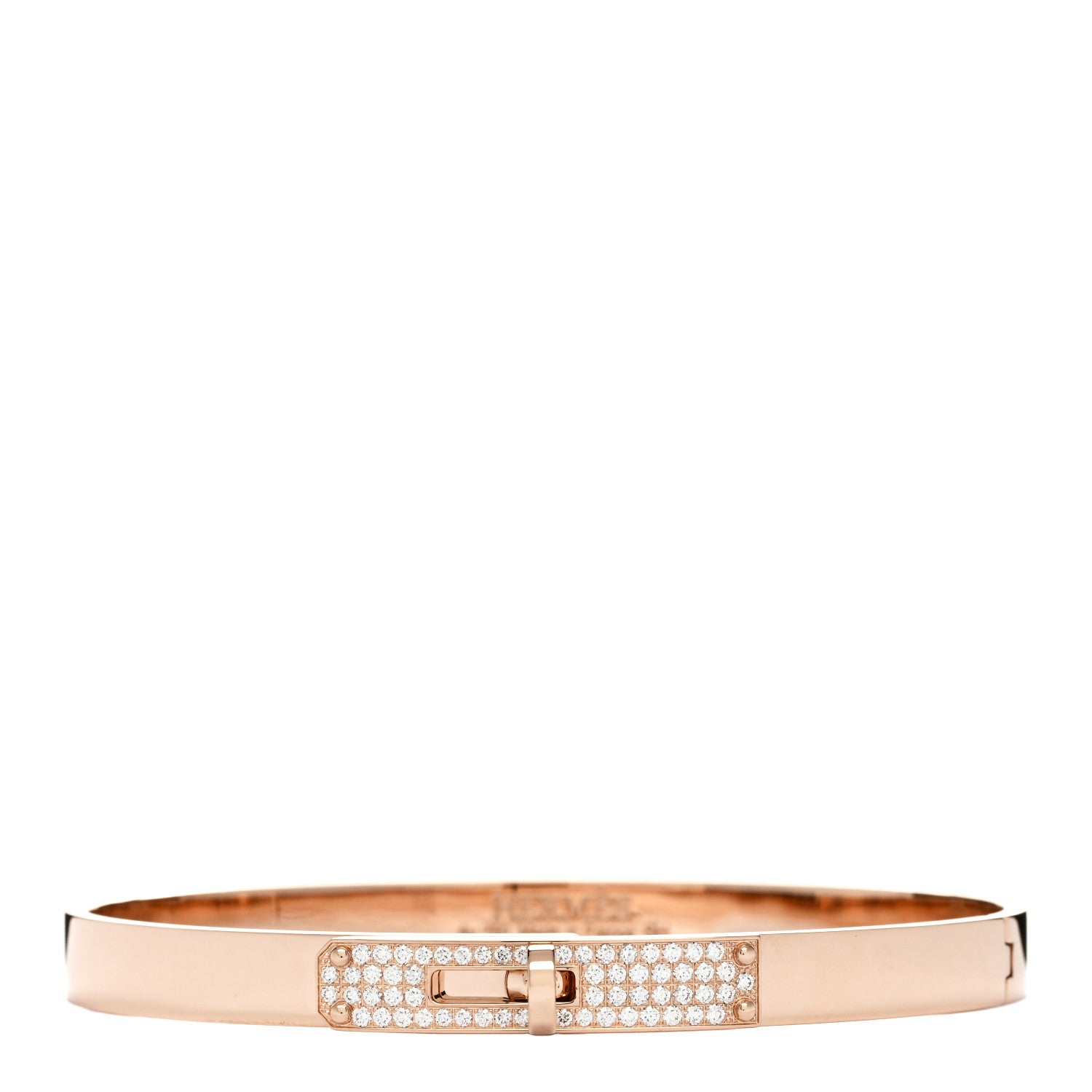 Hermes 18K Rose Gold Diamond PM Kelly Pave Bracelet SH 1 of 4
