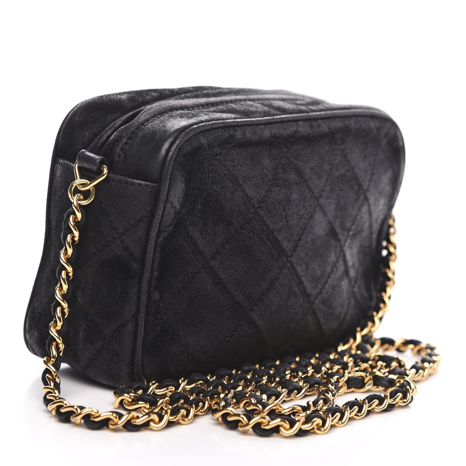 Chanel Suede Quilted Camera Case Crossbody Bag Black 3 of 16