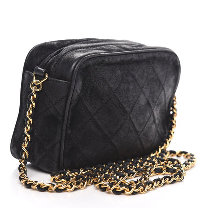 Chanel Suede Quilted Camera Case Crossbody Bag Black 3 of 16