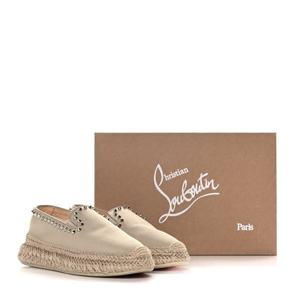 Christian Louboutin Canvas Espaboat Spikes Flat Espadrilles 39 Beige 10 of 10
