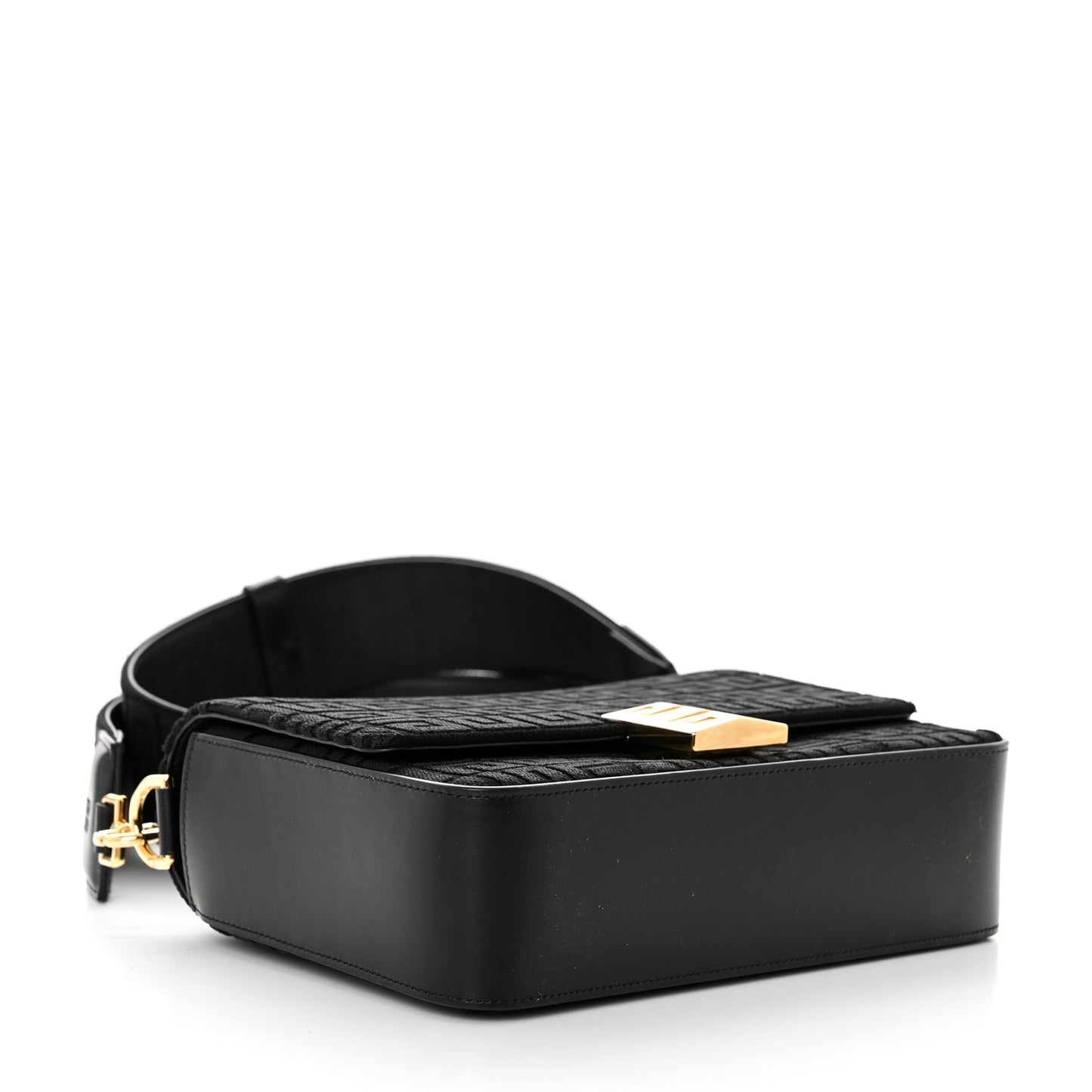 Canvas Woven Embroidered Medium 4G Bag With Chain Black
