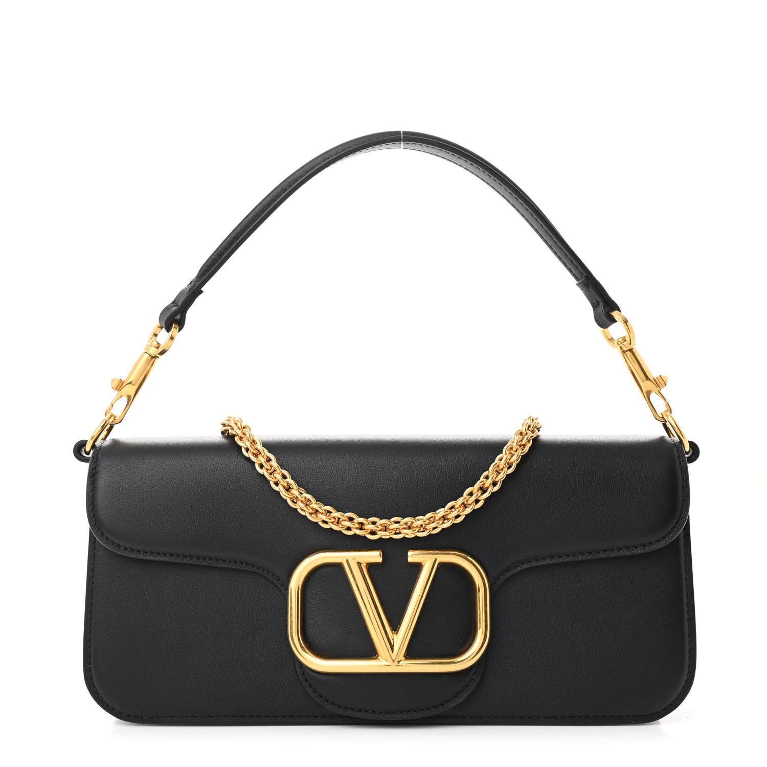 Valentino Garavani Calfskin Vlogo Loco Shoulder Bag Black 1 of 10