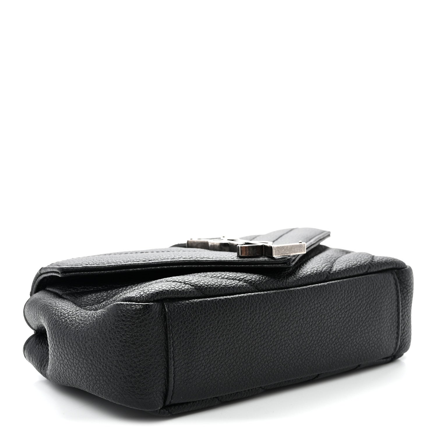 Saint Laurent Grained Calfskin Matelasse Chevron Classic Monogram Baby Chain Bag Black 4 of 10