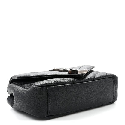 Saint Laurent Grained Calfskin Matelasse Chevron Classic Monogram Baby Chain Bag Black 4 of 10