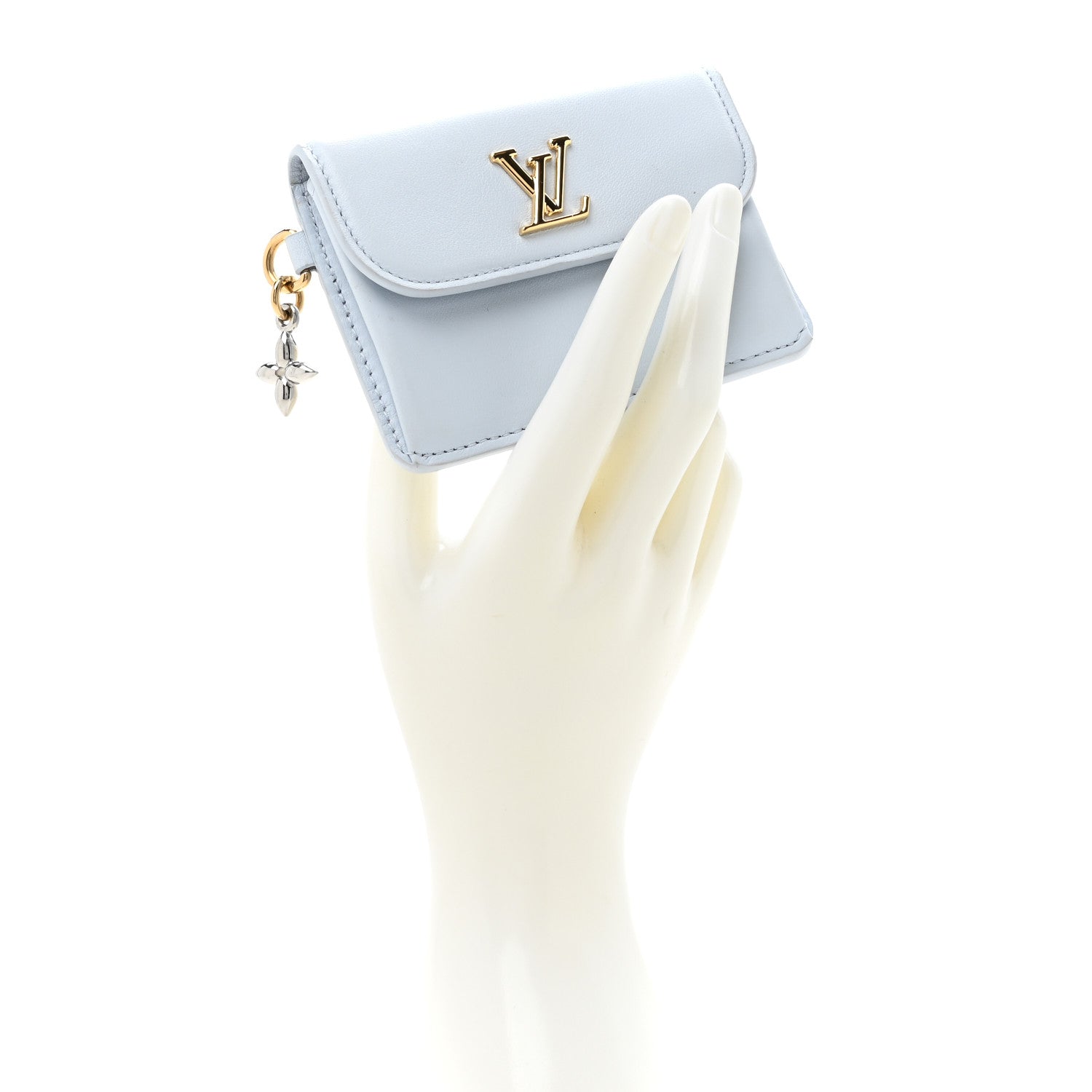 Louis Vuitton Calfskin Tiny Recto Verso Card Holder LV Bloom Azure Blue 2 of 14