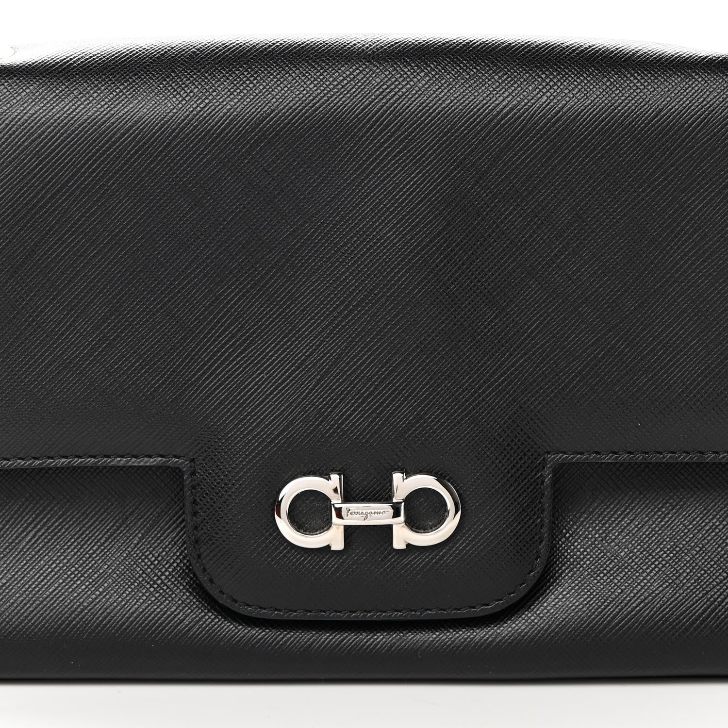 Salvatore Ferragamo Printed Calfskin Rory Chain Shoulder Bag Black 8 of 13
