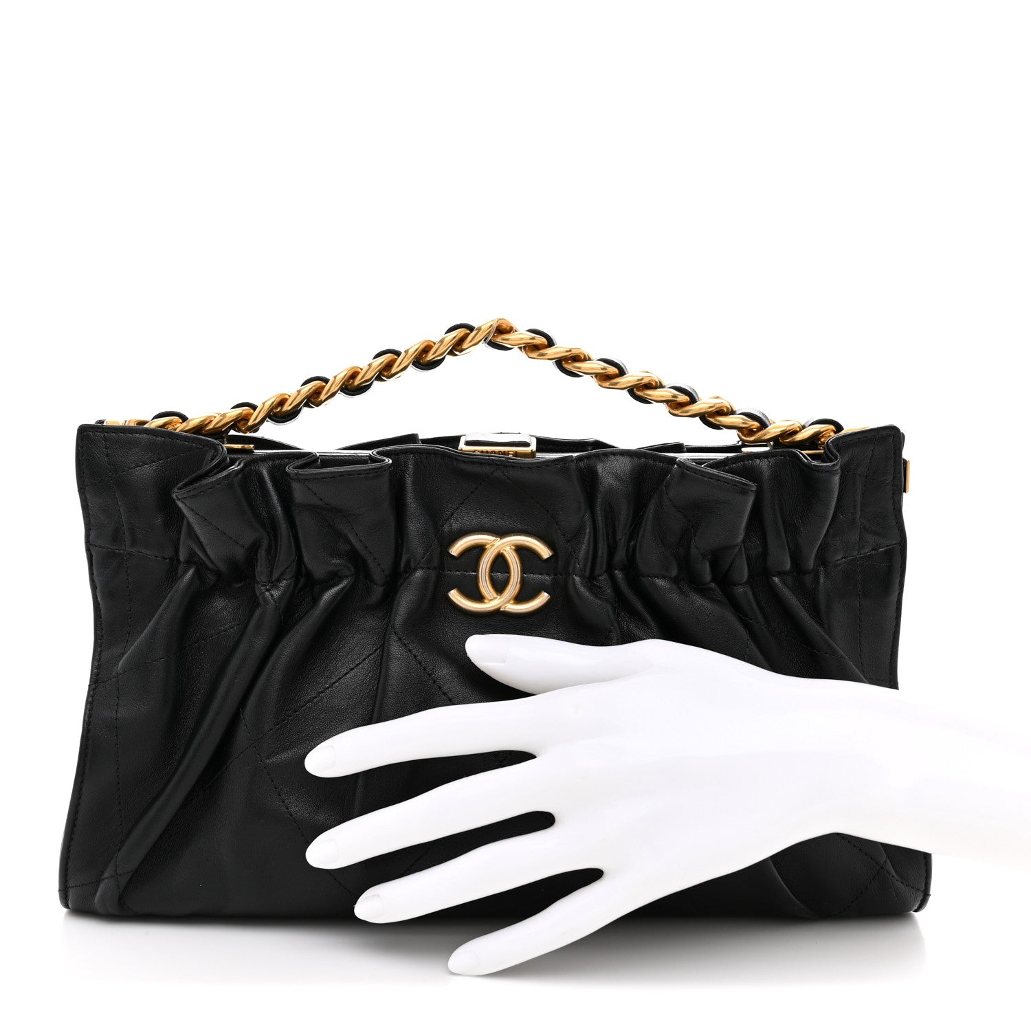 Chanel Lambskin Quilted Ruffled Romance Clutch Black 2 of 7