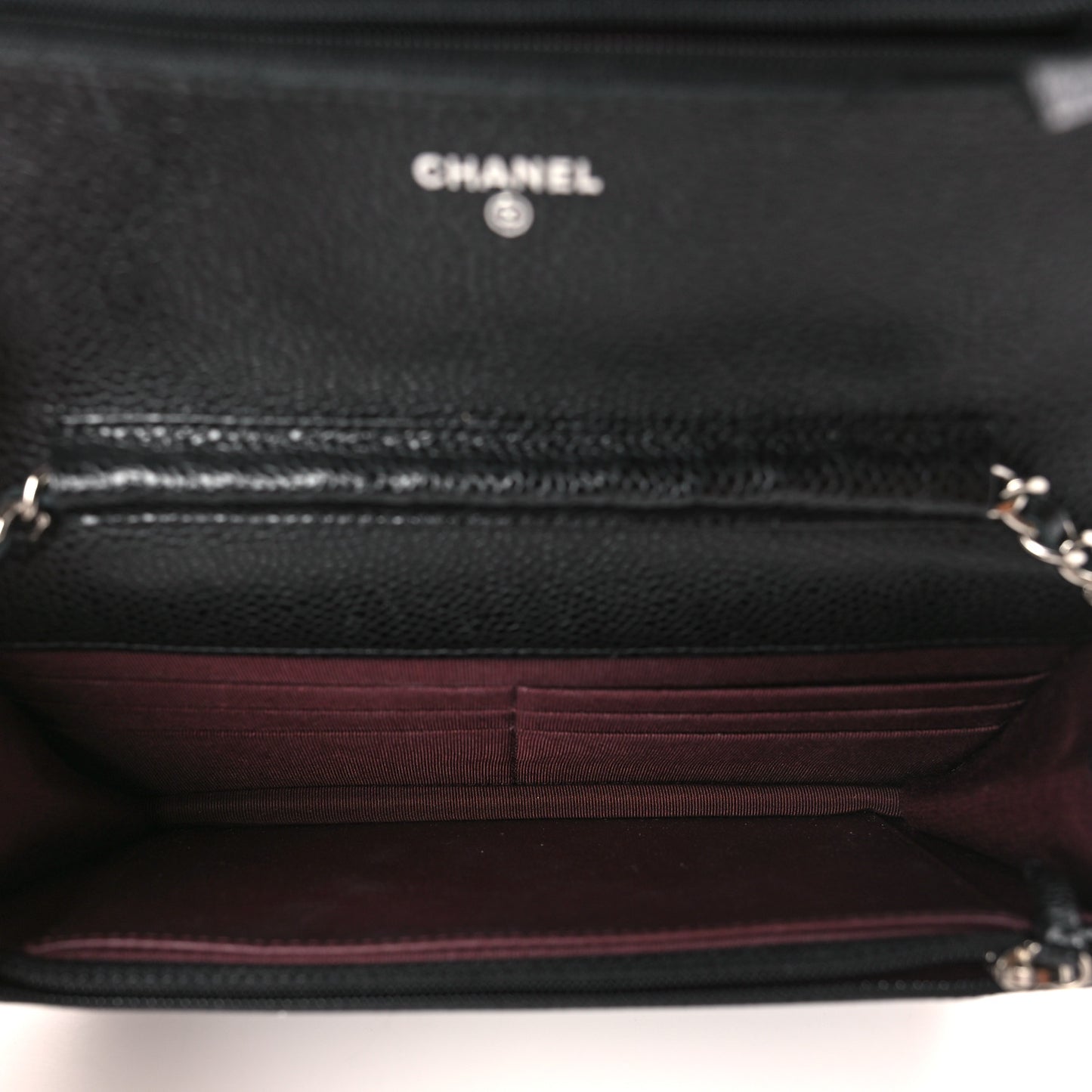 Caviar Quilted Wallet on Chain WOC Black