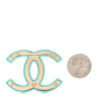 Chanel Resin Crystal CC Brooch Blue 2 of 3