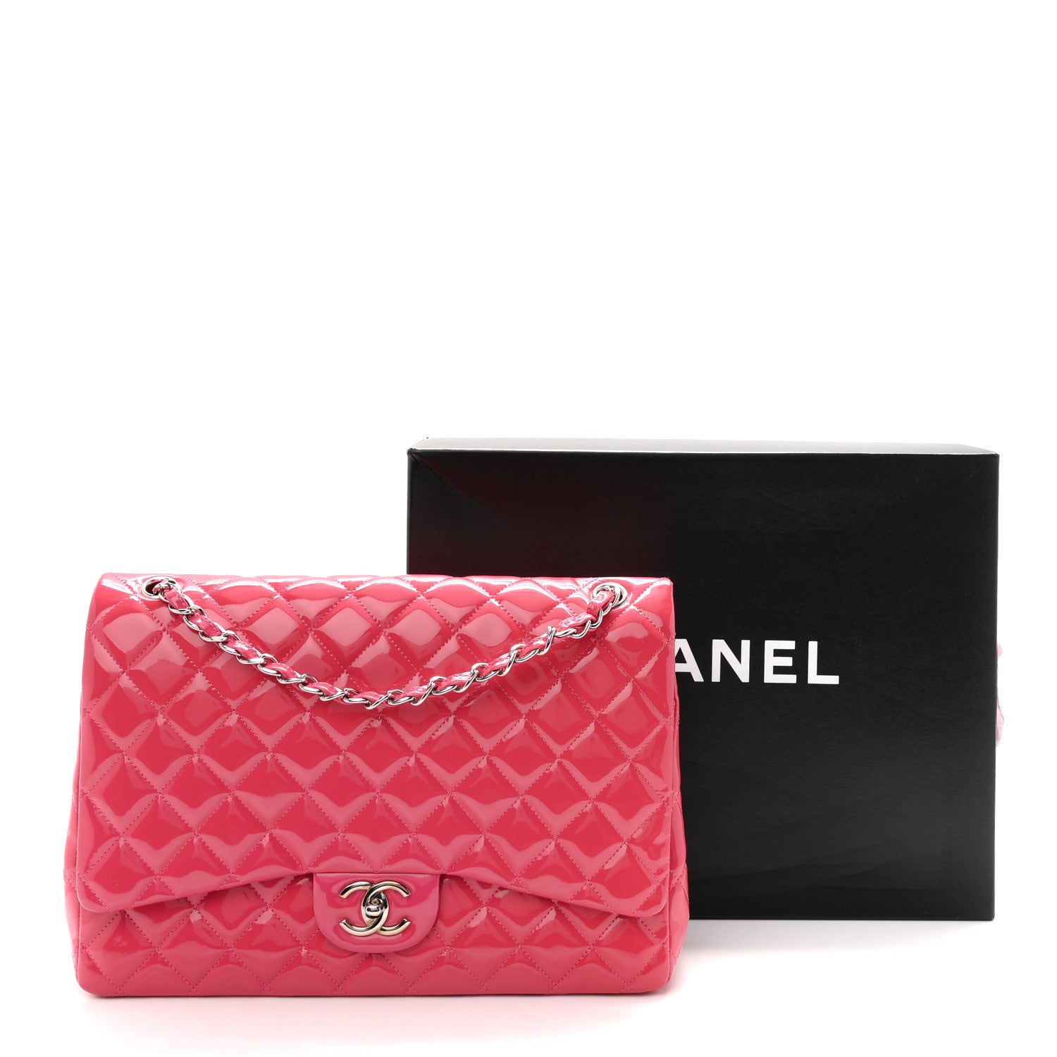 Chanel Patent Maxi Quilted Double Flap Fuchsia 12 of 12