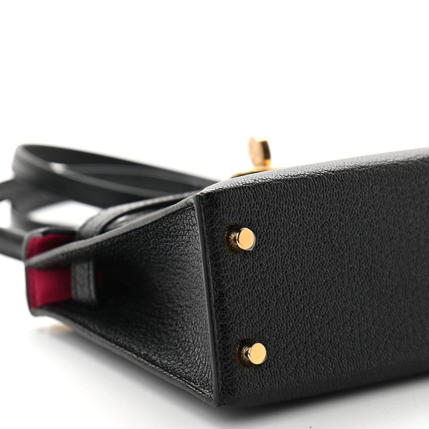 Hermes Chevre Mysore Horseshoe Mini Kelly Sellier 20 Black Rose Mexico 6 of 8
