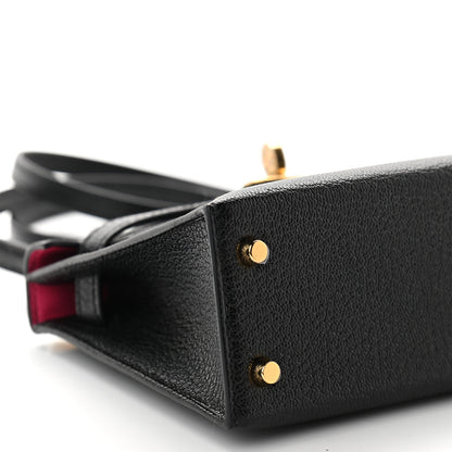 Hermes Chevre Mysore Horseshoe Mini Kelly Sellier 20 Black Rose Mexico 6 of 8