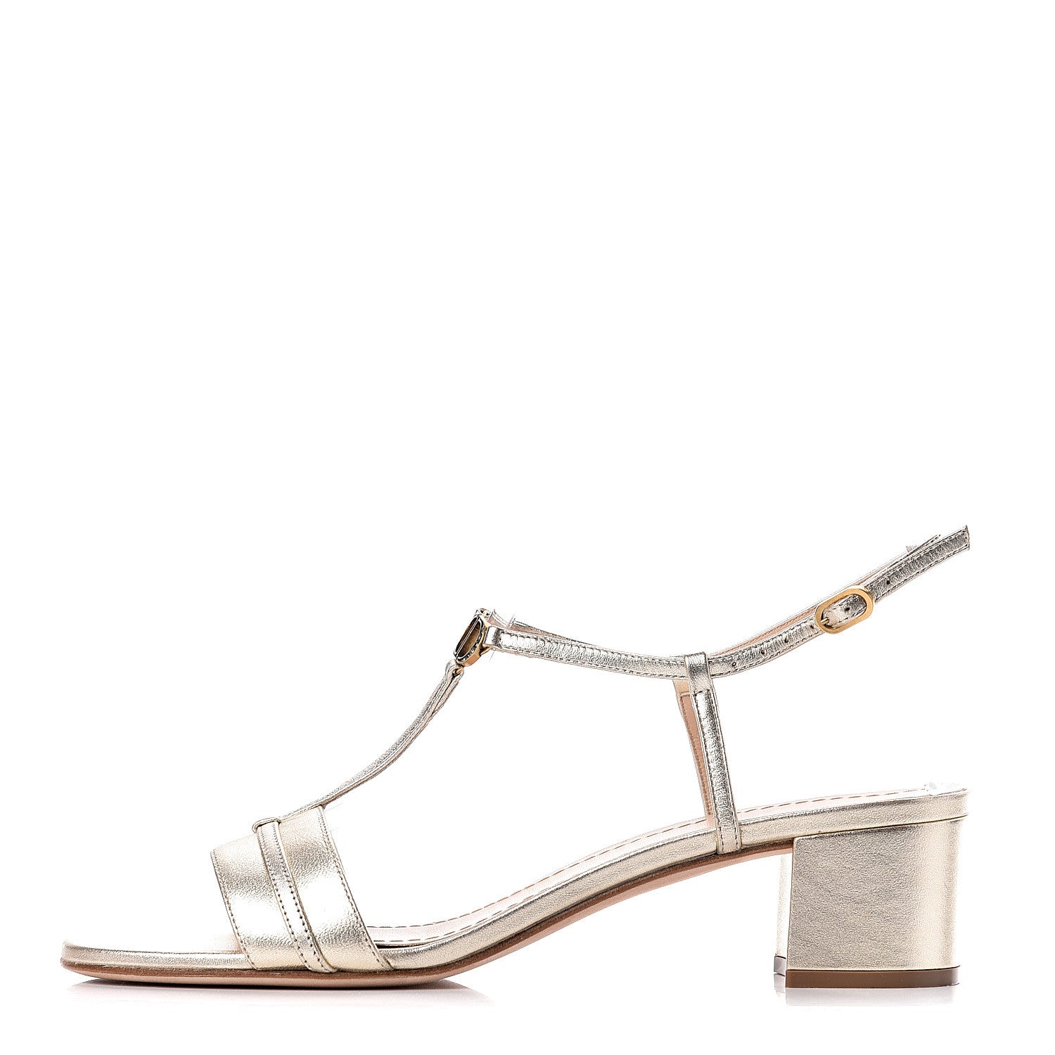 Christian Dior Laminated Lambskin Crystal CD Sandal 40.5 Stardust Gold 1 of 10