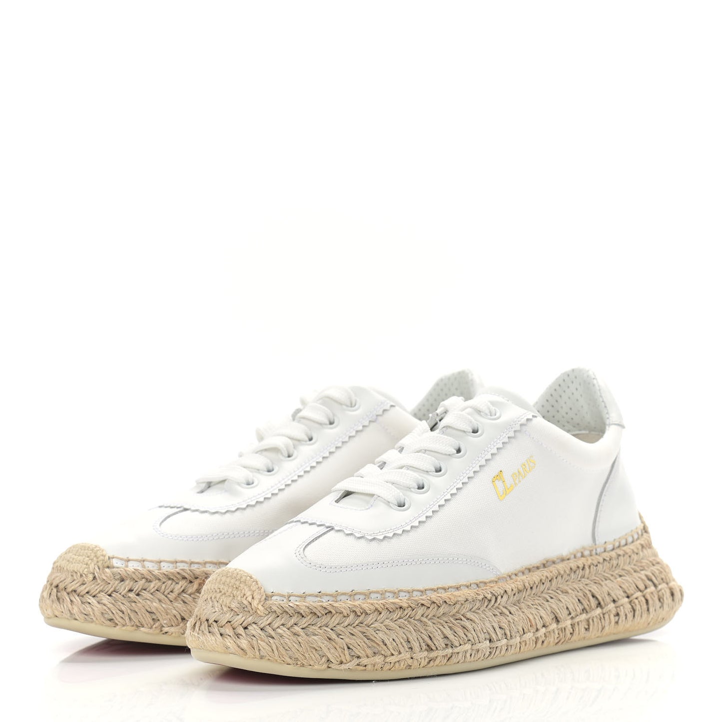 Toile Calfskin Espasneak Flat Sneaker 39 Ivory