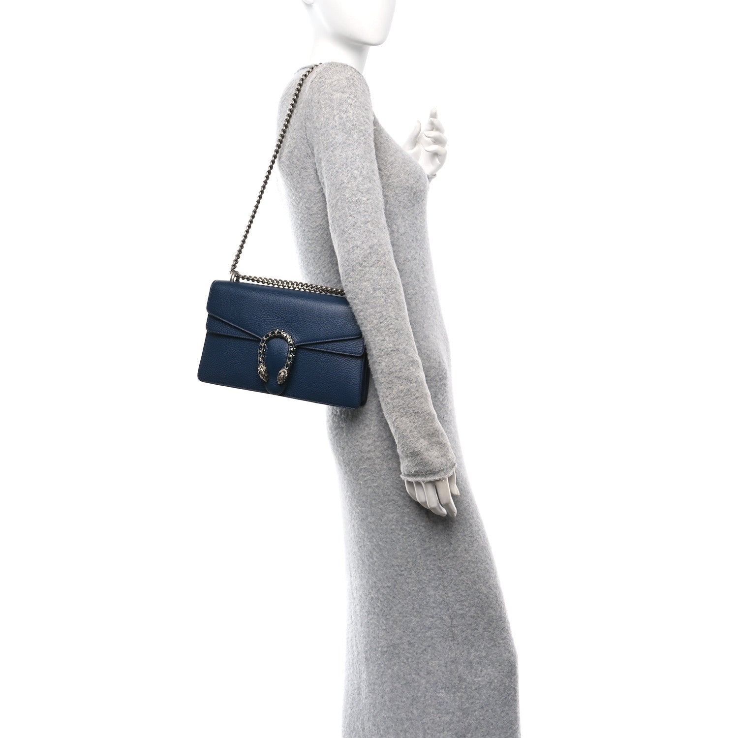 Gucci Pebbled Calfskin Small Dionysus Shoulder Bag Blue Agata 2 of 11