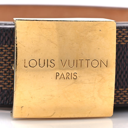 Louis Vuitton Damier Ebene LV Paris Buckle Belt 80 32 Gold 2 of 11