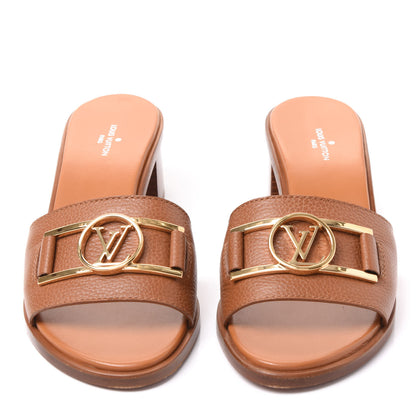 Louis Vuitton Calfskin Lock It Mules 37 Cognac Brown 3 of 9