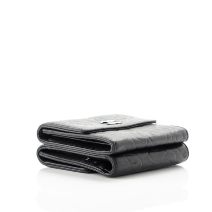 Chanel Lambskin Embossed Camellia French Wallet Black 4 of 9