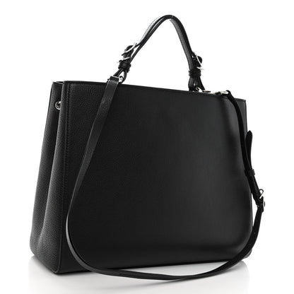 Jimmy Choo Calfskin Large Varenne Logo Top Handle Satchel Black 3 of 11