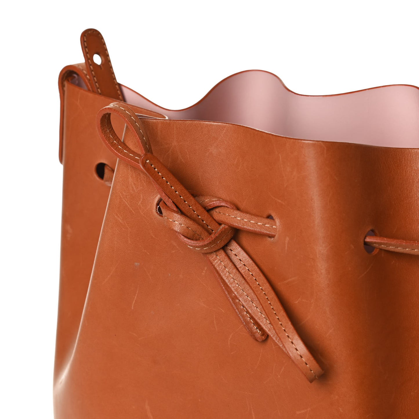 Vegetable Tanned Calfskin Bucket Bag Cammello Rosa
