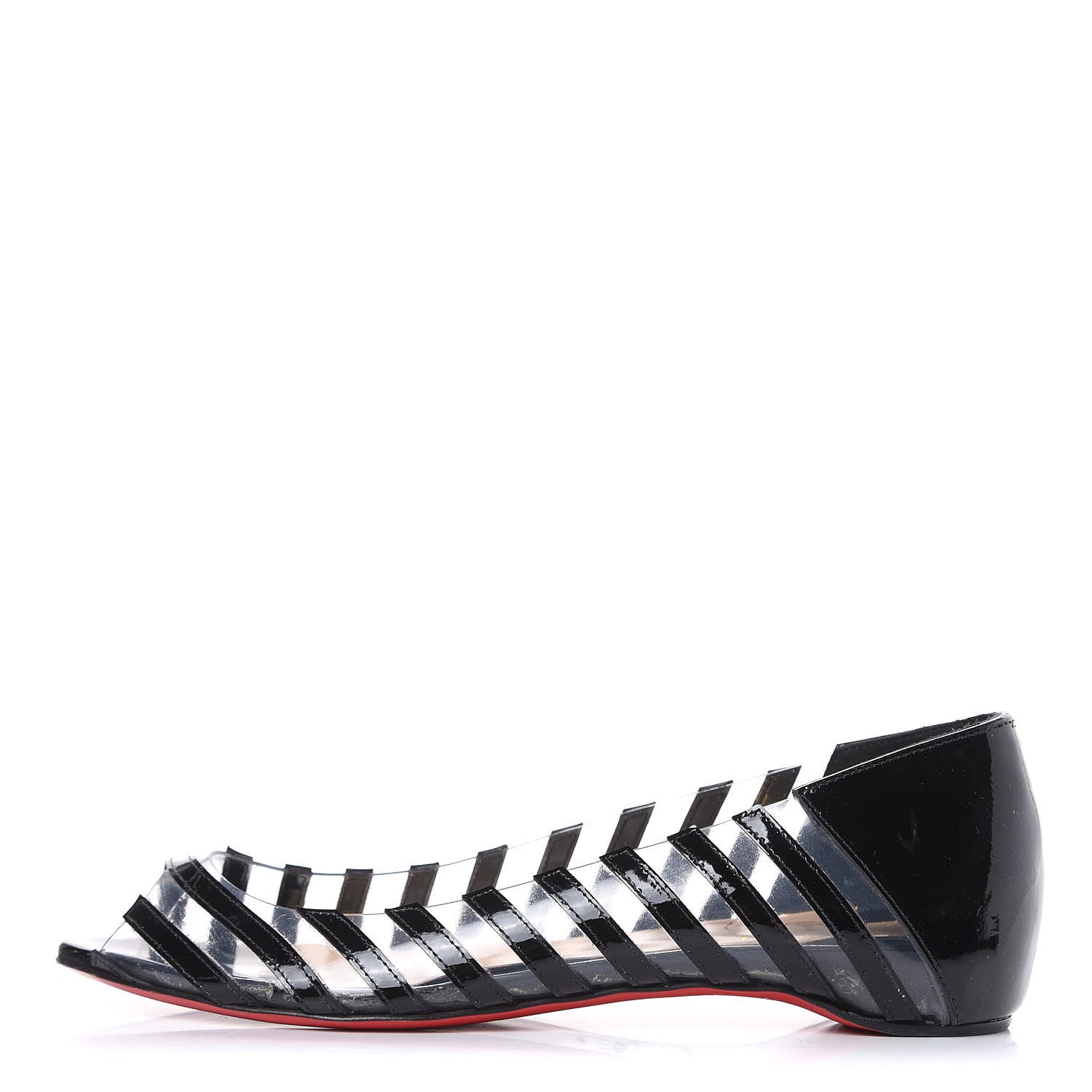 Christian Louboutin Patent PVC Striped A6 Flats 35 Black 1 of 9