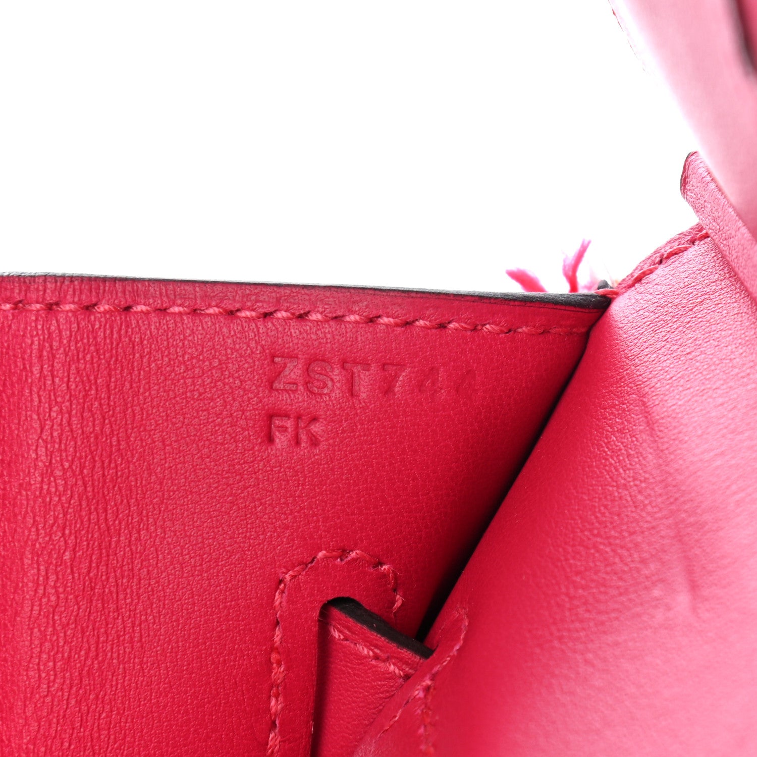 Hermes Swift Twill H Fray Fray Birkin 35 Framboise Ecru 7 of 10