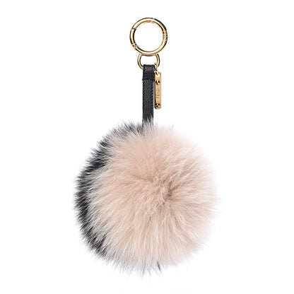 Fendi Fox Fur Pom Pom Bag Charm Black White 1 of 2