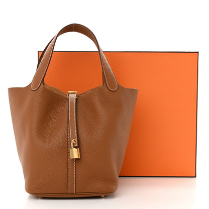 Hermes Taurillon Clemence Picotin Lock 22 MM Gold 11 of 11